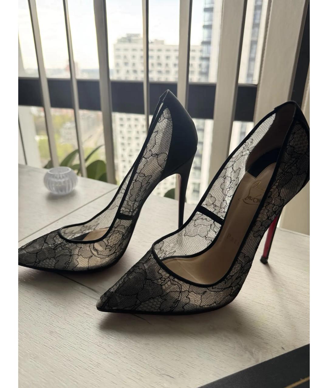 CHRISTIAN LOUBOUTIN Черные текстильные туфли, фото 6
