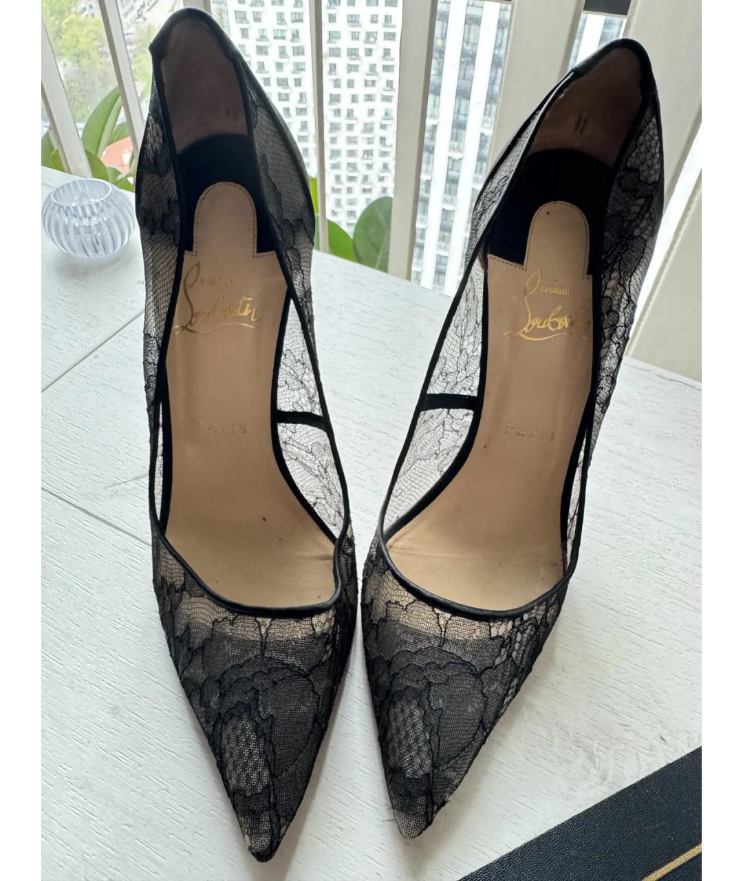 CHRISTIAN LOUBOUTIN Черные текстильные туфли, фото 2
