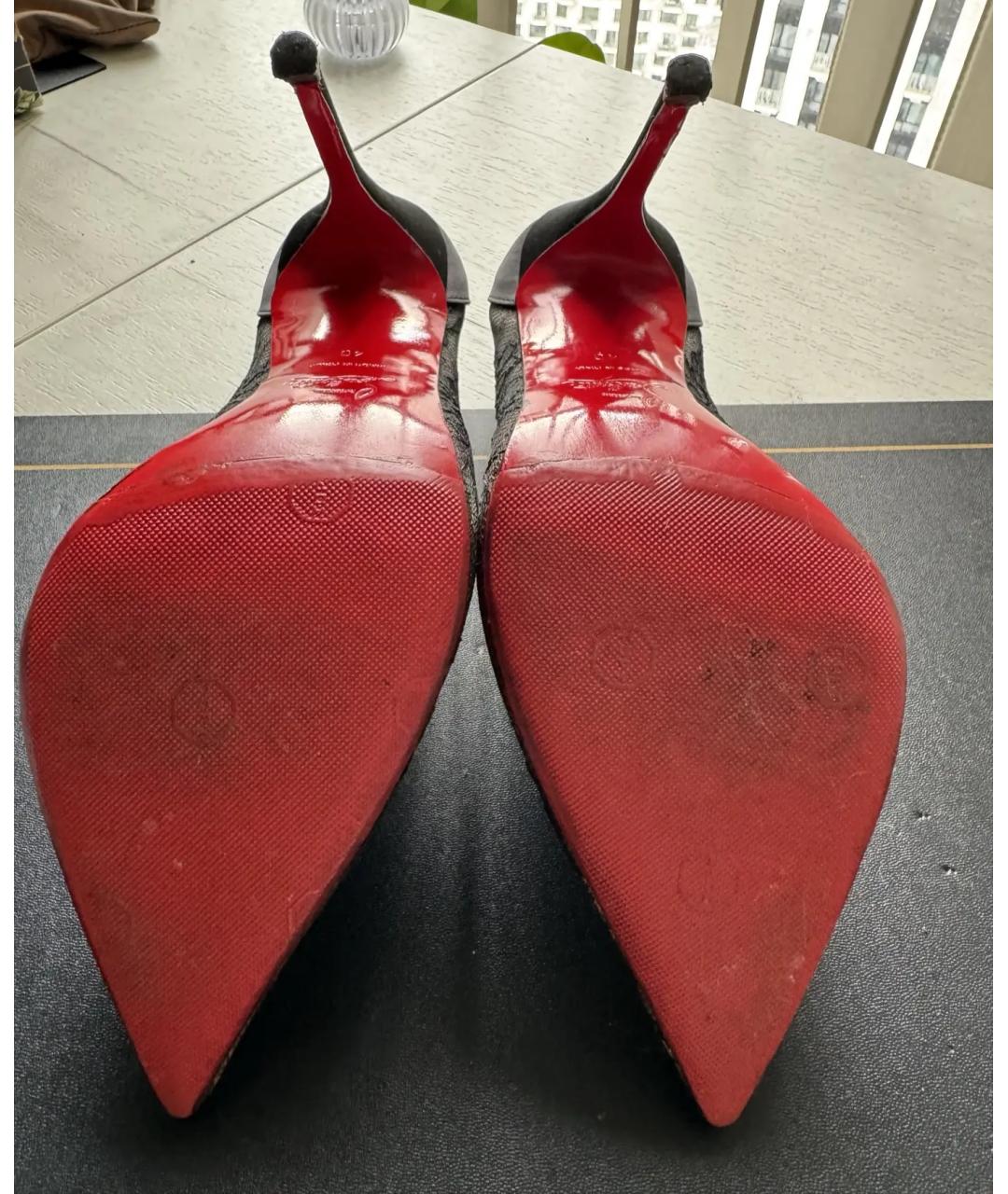 CHRISTIAN LOUBOUTIN Черные текстильные туфли, фото 5