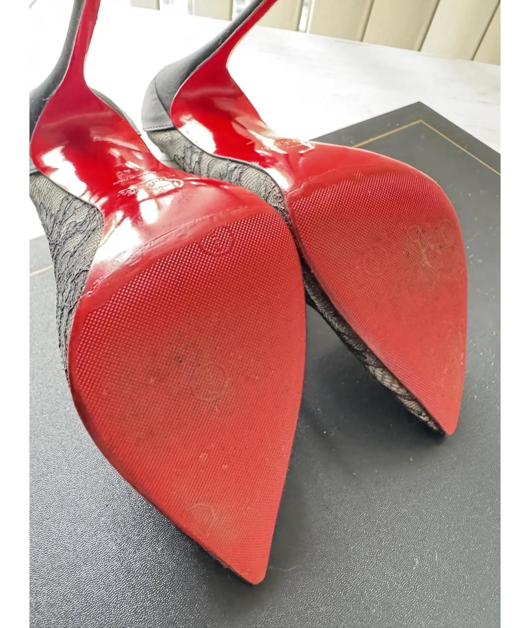 CHRISTIAN LOUBOUTIN Черные текстильные туфли, фото 4