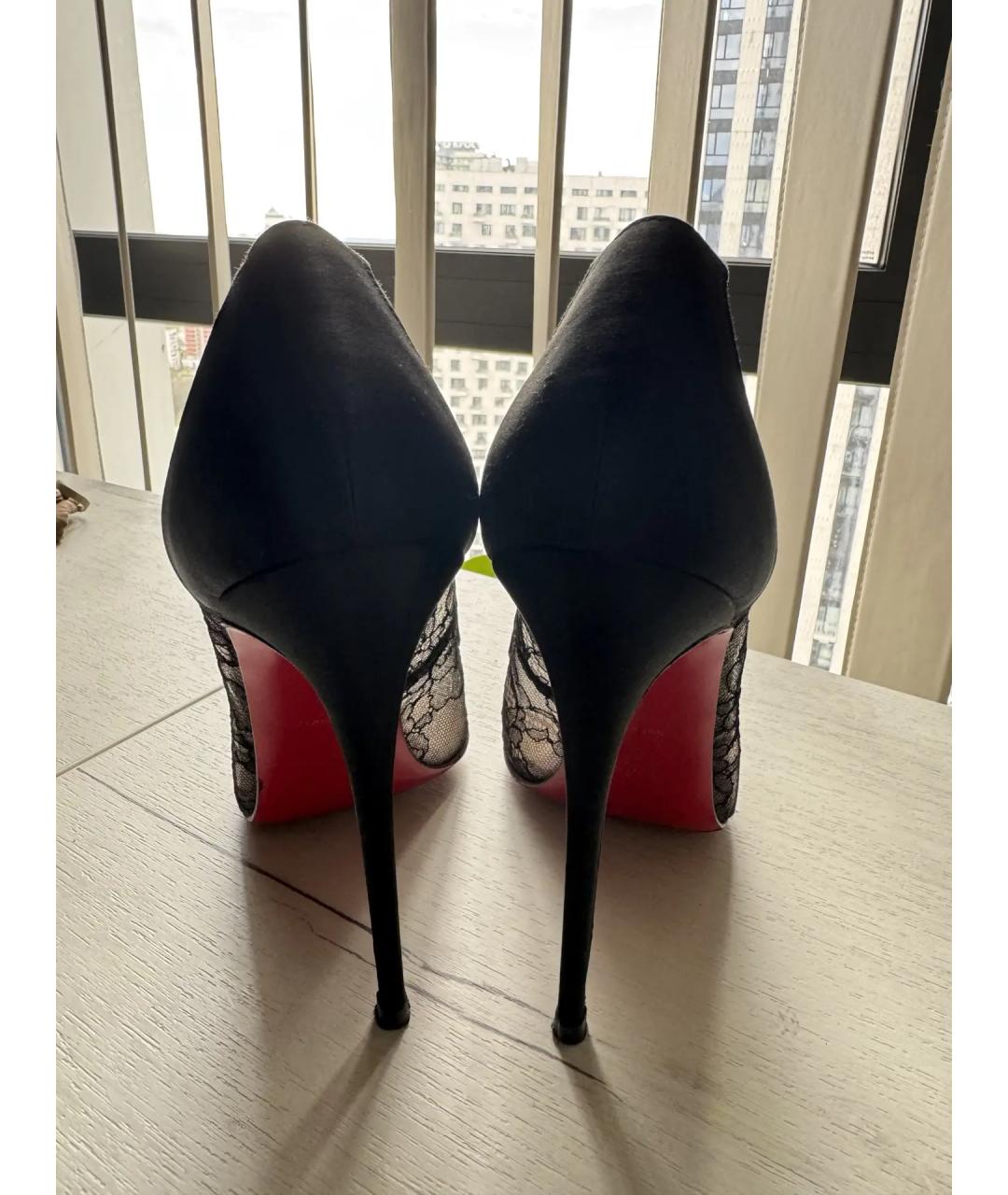 CHRISTIAN LOUBOUTIN Черные текстильные туфли, фото 3