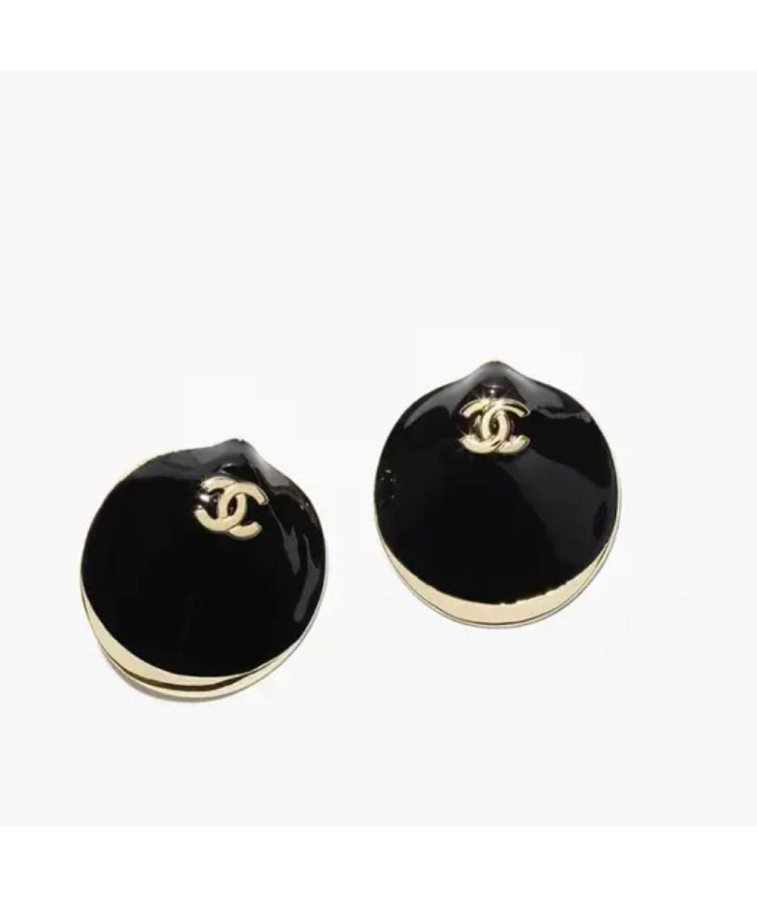 CHANEL Черные металлические серьги, фото 4