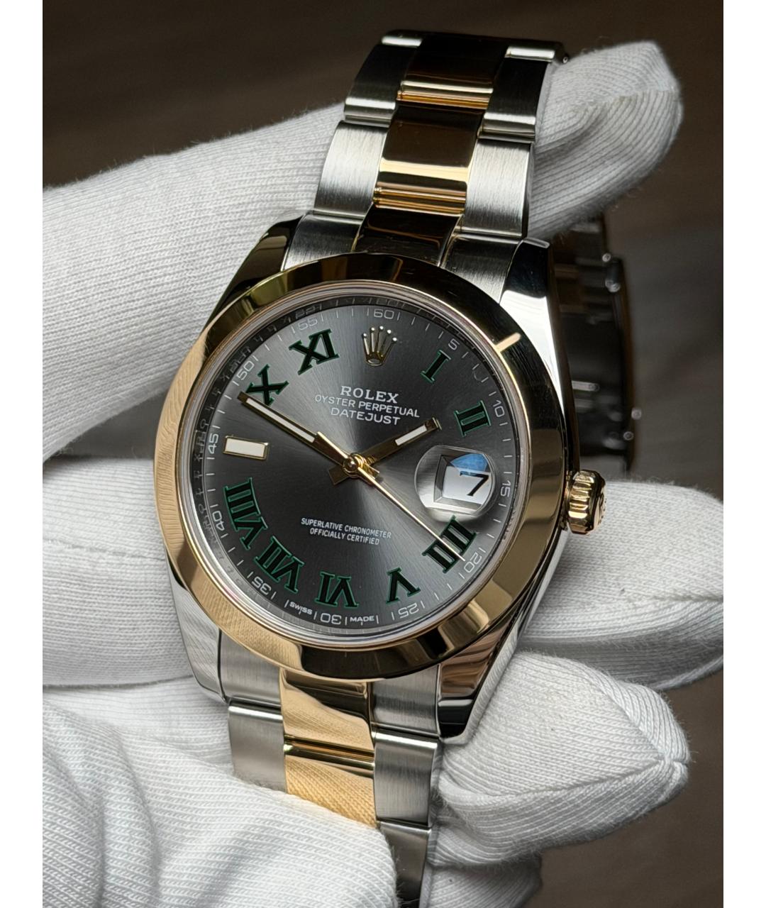 ROLEX Серые часы из желтого золота, фото 2