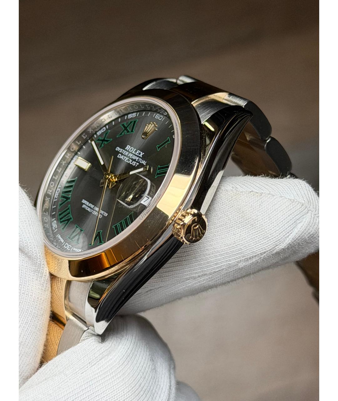 ROLEX Серые часы из желтого золота, фото 3