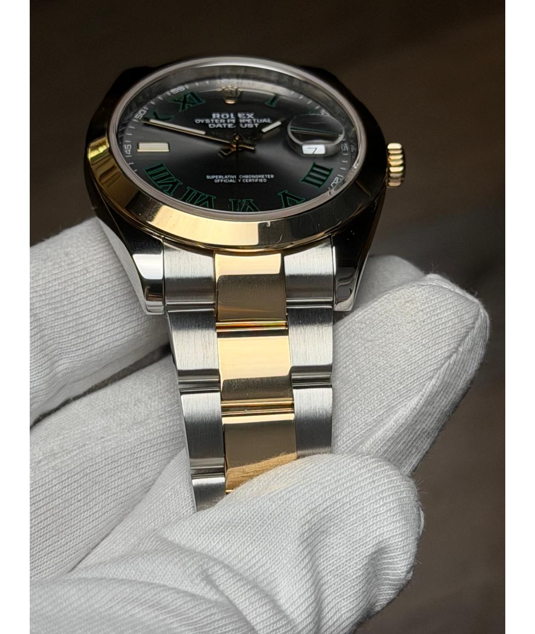 ROLEX Серые часы из желтого золота, фото 5