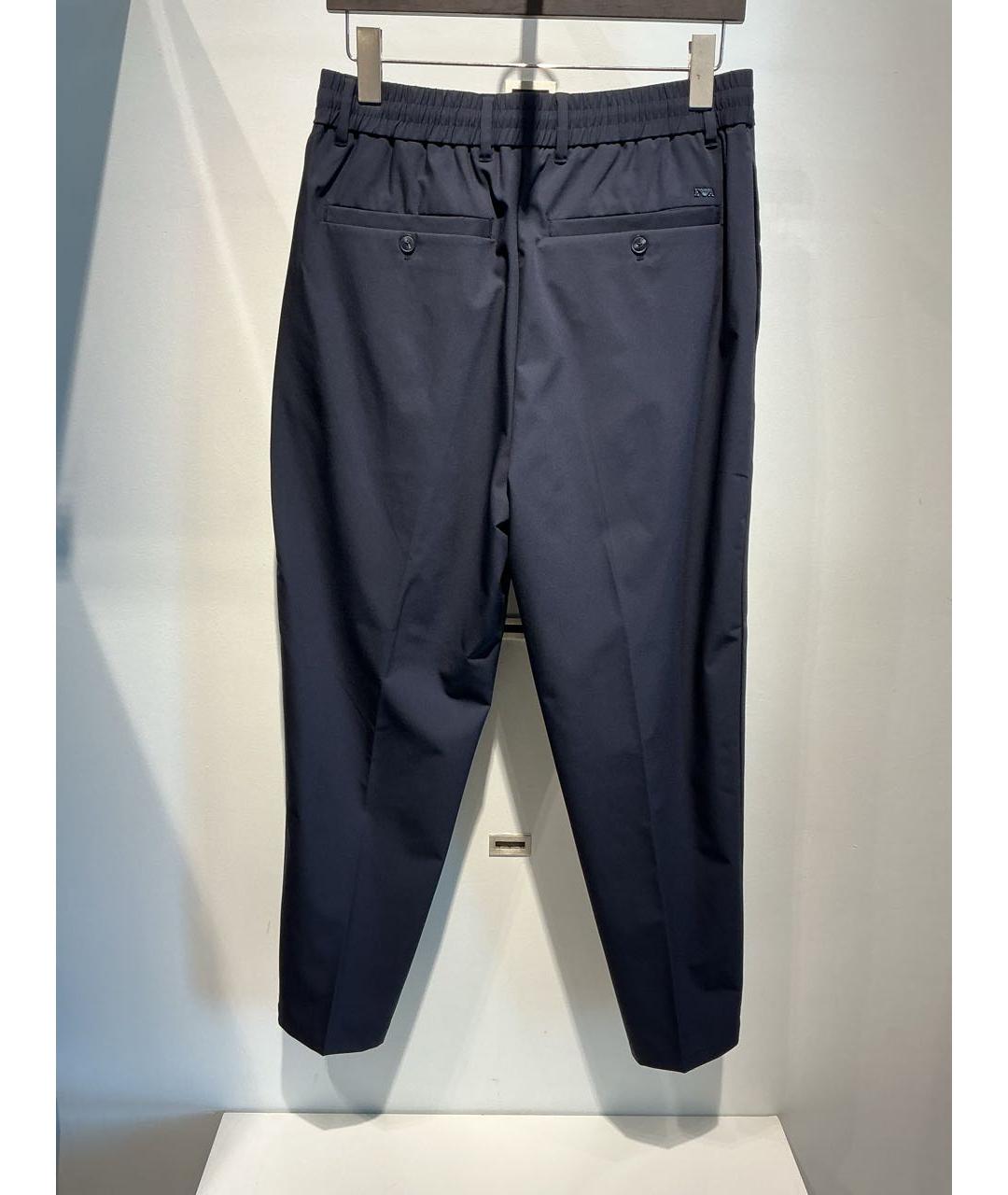 EMPORIO ARMANI Темно-синие полиамидовые повседневные брюки, фото 3