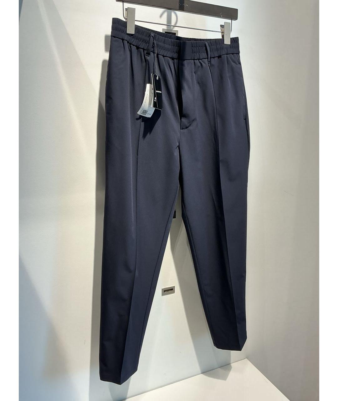 EMPORIO ARMANI Темно-синие полиамидовые повседневные брюки, фото 2