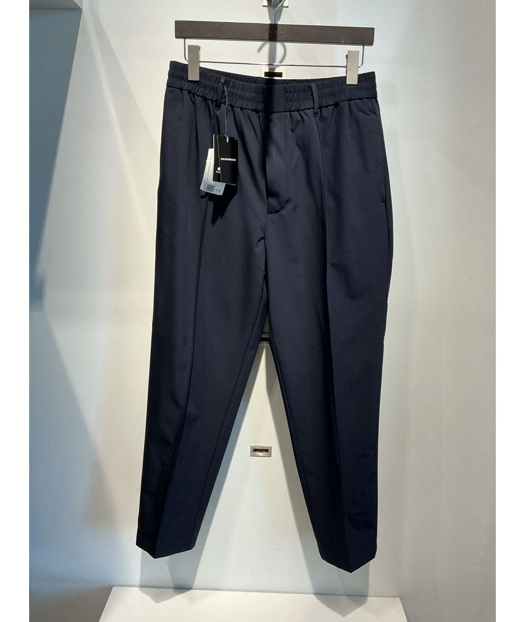 EMPORIO ARMANI Темно-синие полиамидовые повседневные брюки, фото 4