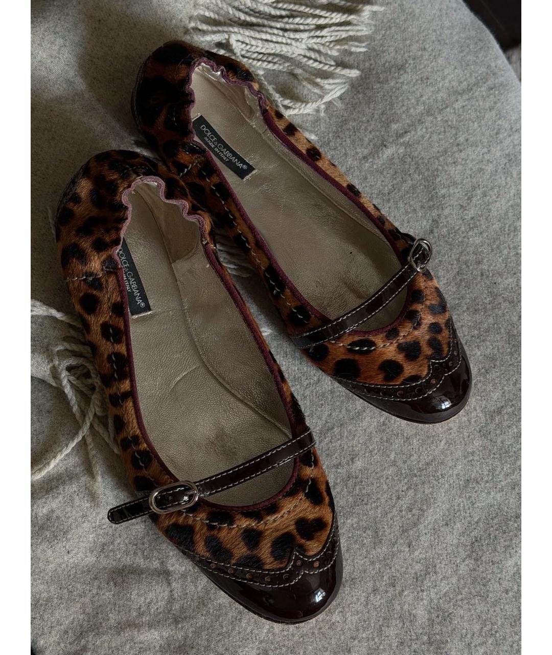 DOLCE&GABBANA Коричневые кожаные балетки, фото 2