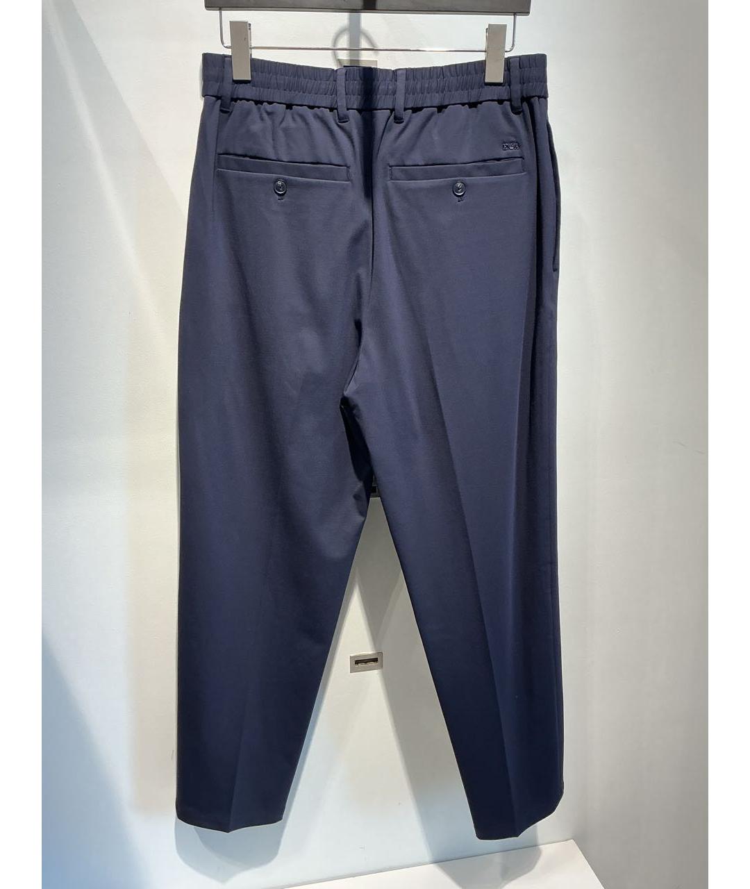 EMPORIO ARMANI Темно-синие вискозные повседневные брюки, фото 3