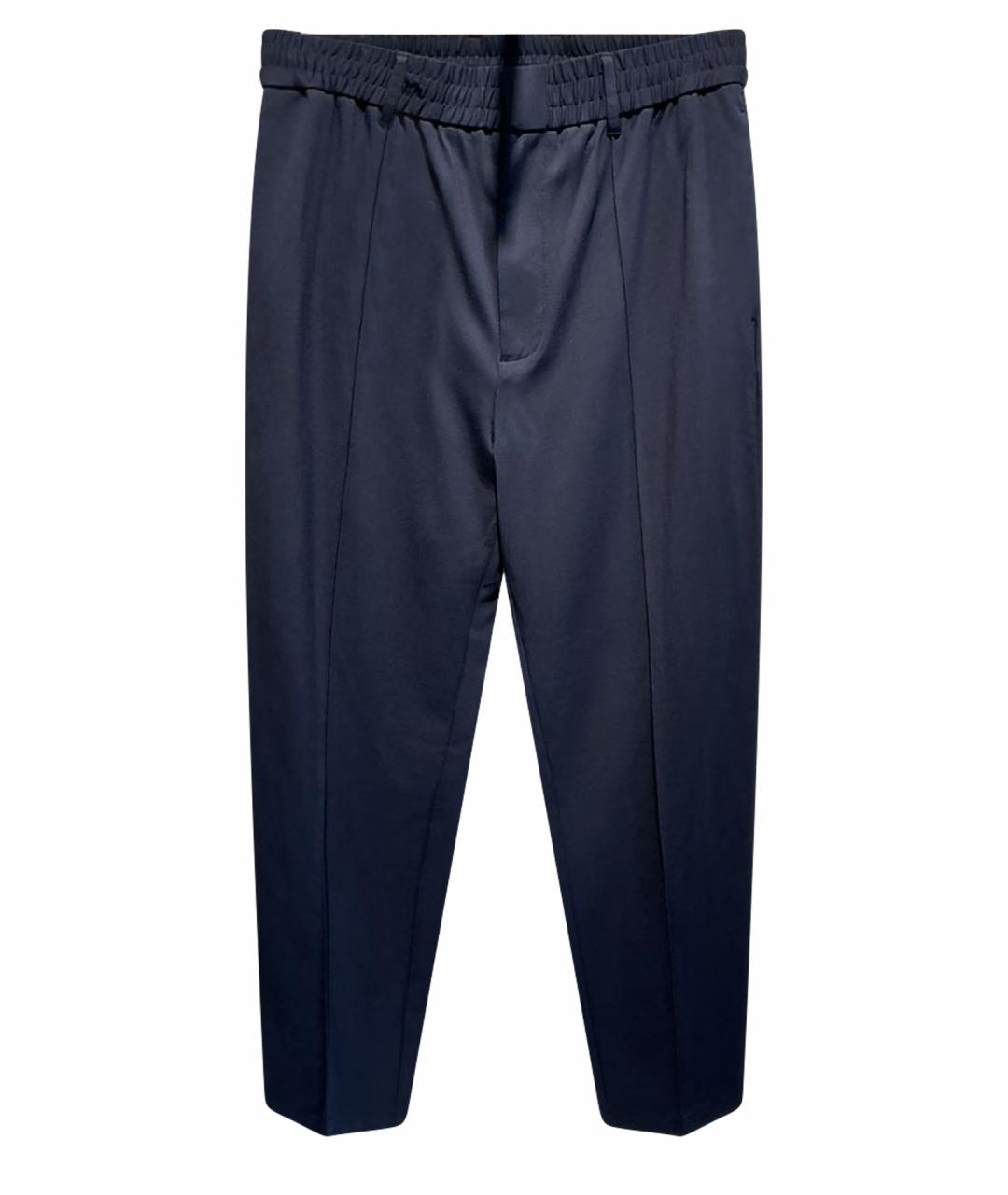 EMPORIO ARMANI Темно-синие вискозные повседневные брюки, фото 1