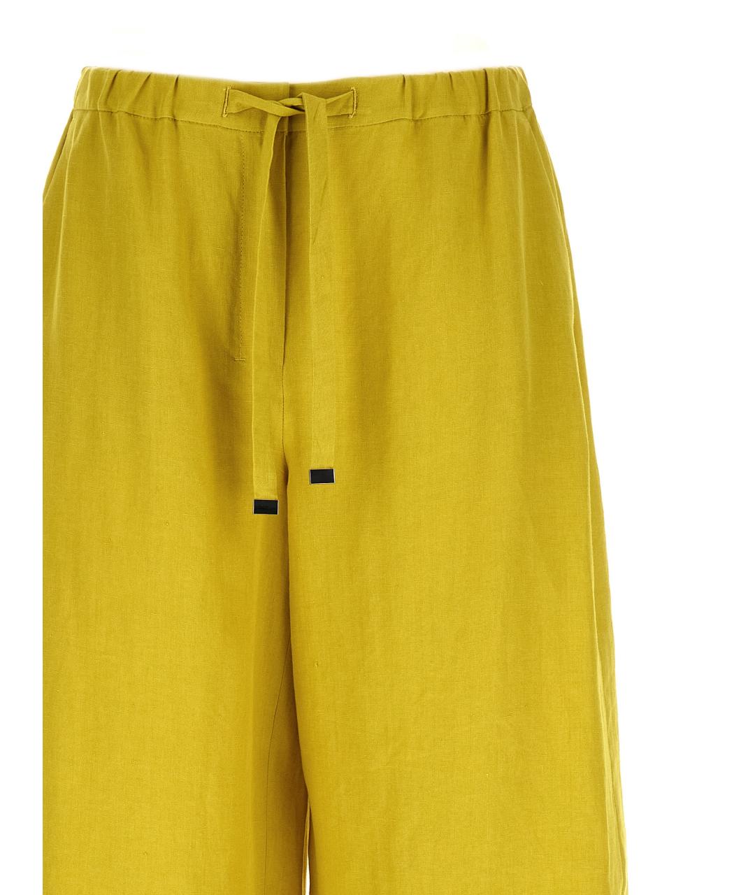 'S MAX MARA Желтые льняные прямые брюки, фото 3