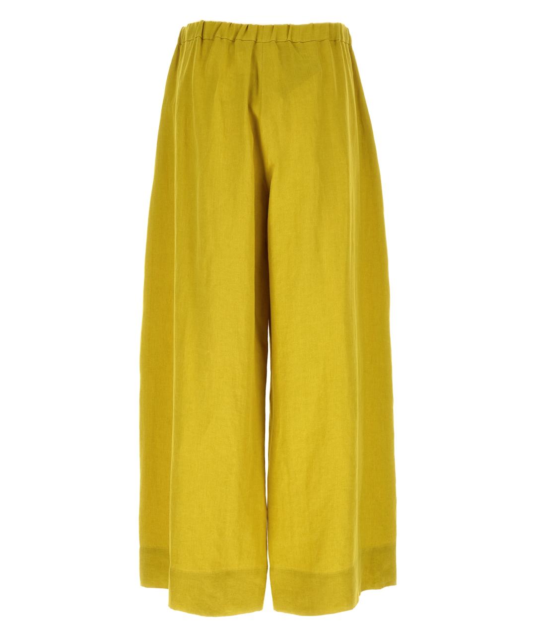 'S MAX MARA Желтые льняные прямые брюки, фото 2