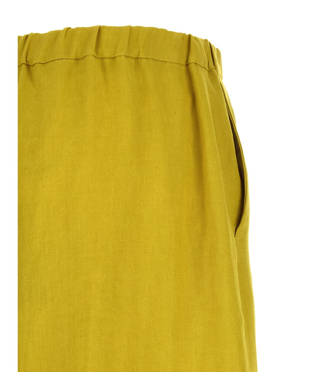 'S MAX MARA Желтые льняные прямые брюки, фото 4