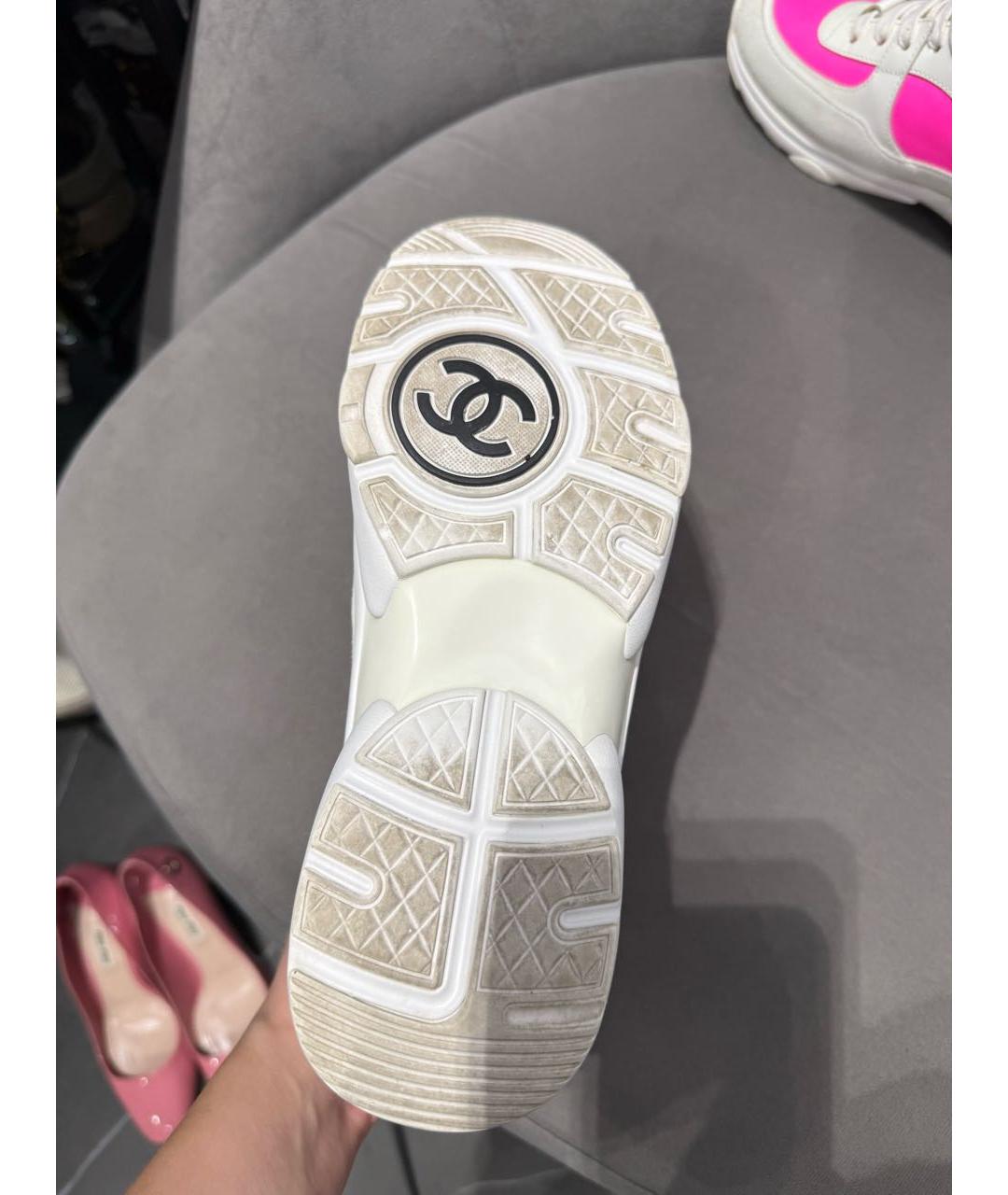 CHANEL Розовые кожаные кроссовки, фото 5