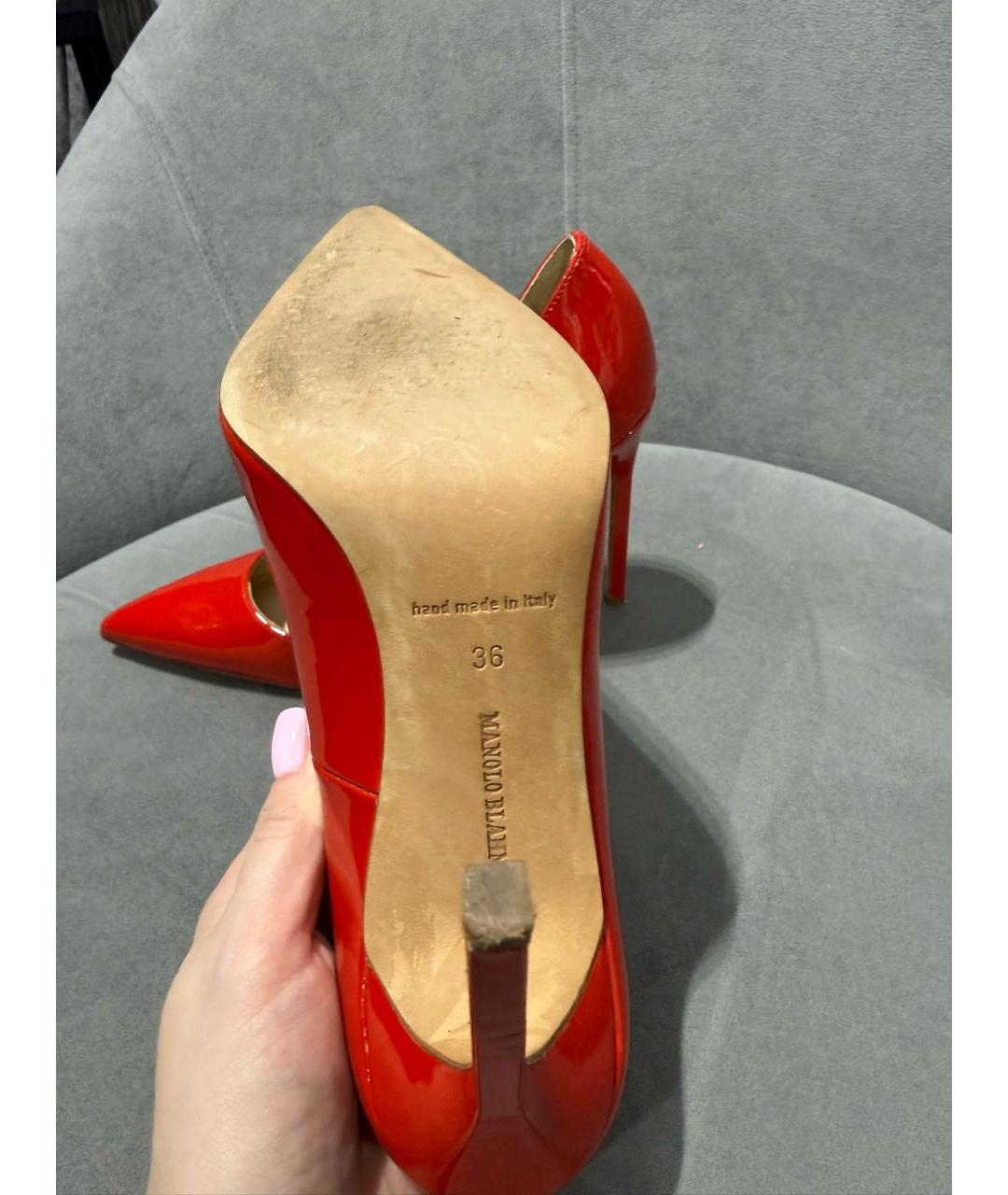 MANOLO BLAHNIK Красные туфли из лакированной кожи, фото 3