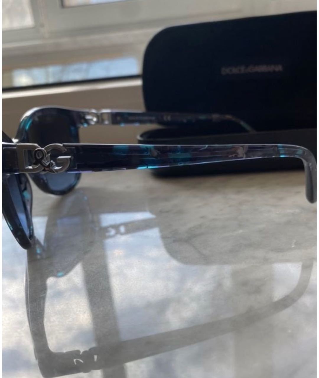 DOLCE&GABBANA Темно-синие пластиковые солнцезащитные очки, фото 3