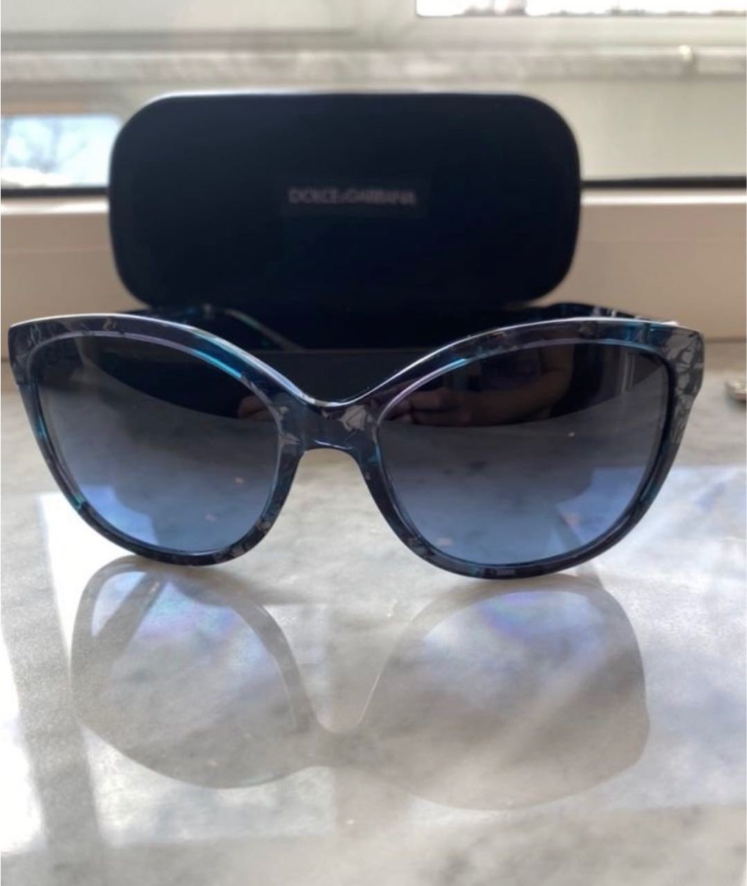 DOLCE&GABBANA Темно-синие пластиковые солнцезащитные очки, фото 5
