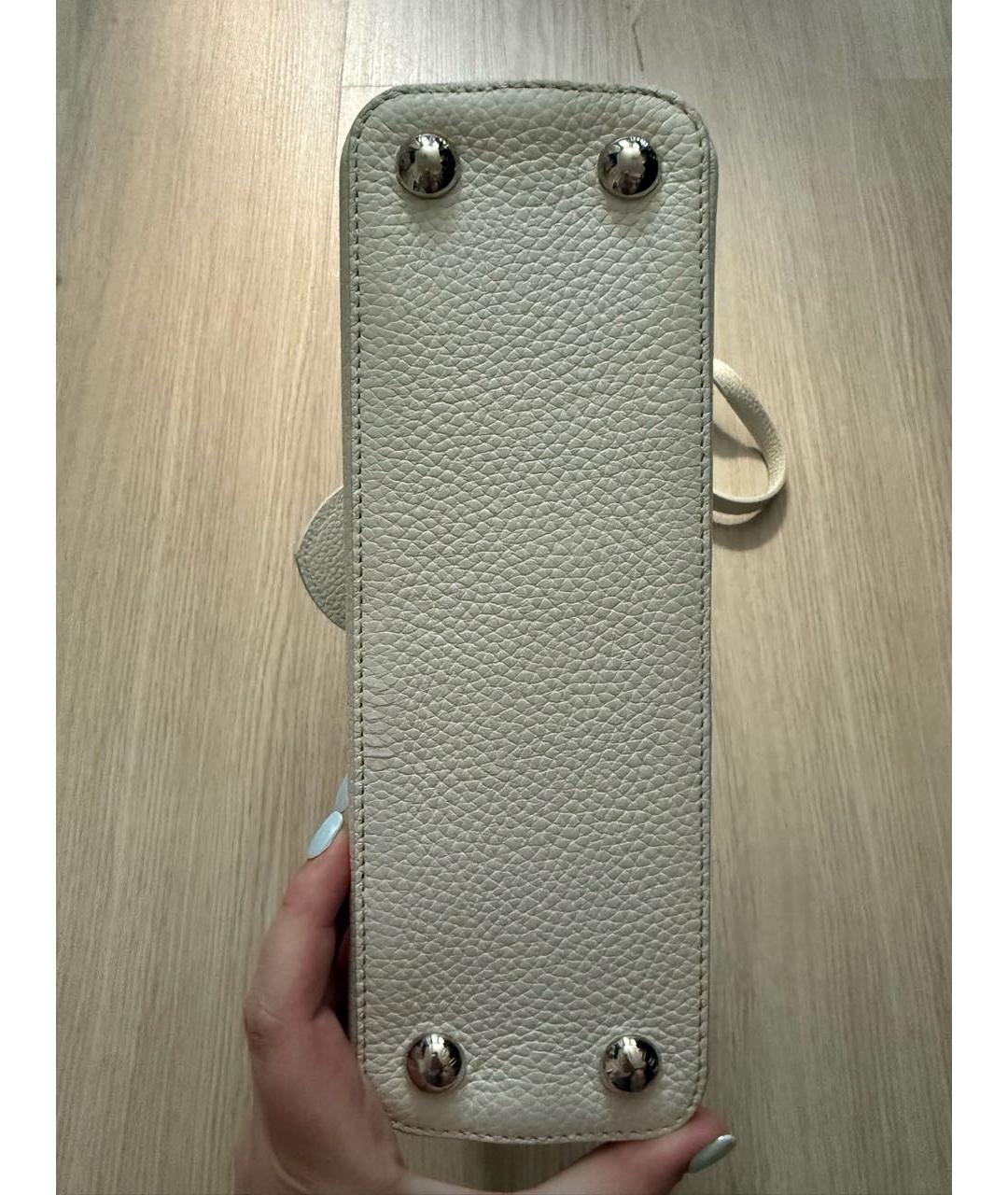 LOUIS VUITTON Белая кожаная сумка с короткими ручками, фото 4