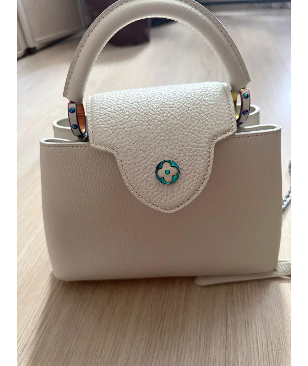 LOUIS VUITTON Белая кожаная сумка с короткими ручками, фото 3