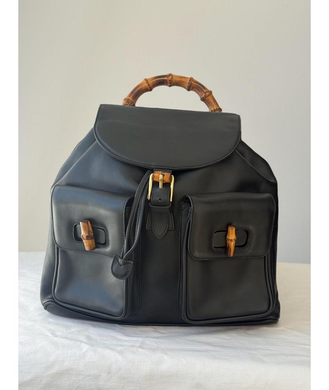 GUCCI Черный кожаный рюкзак, фото 9