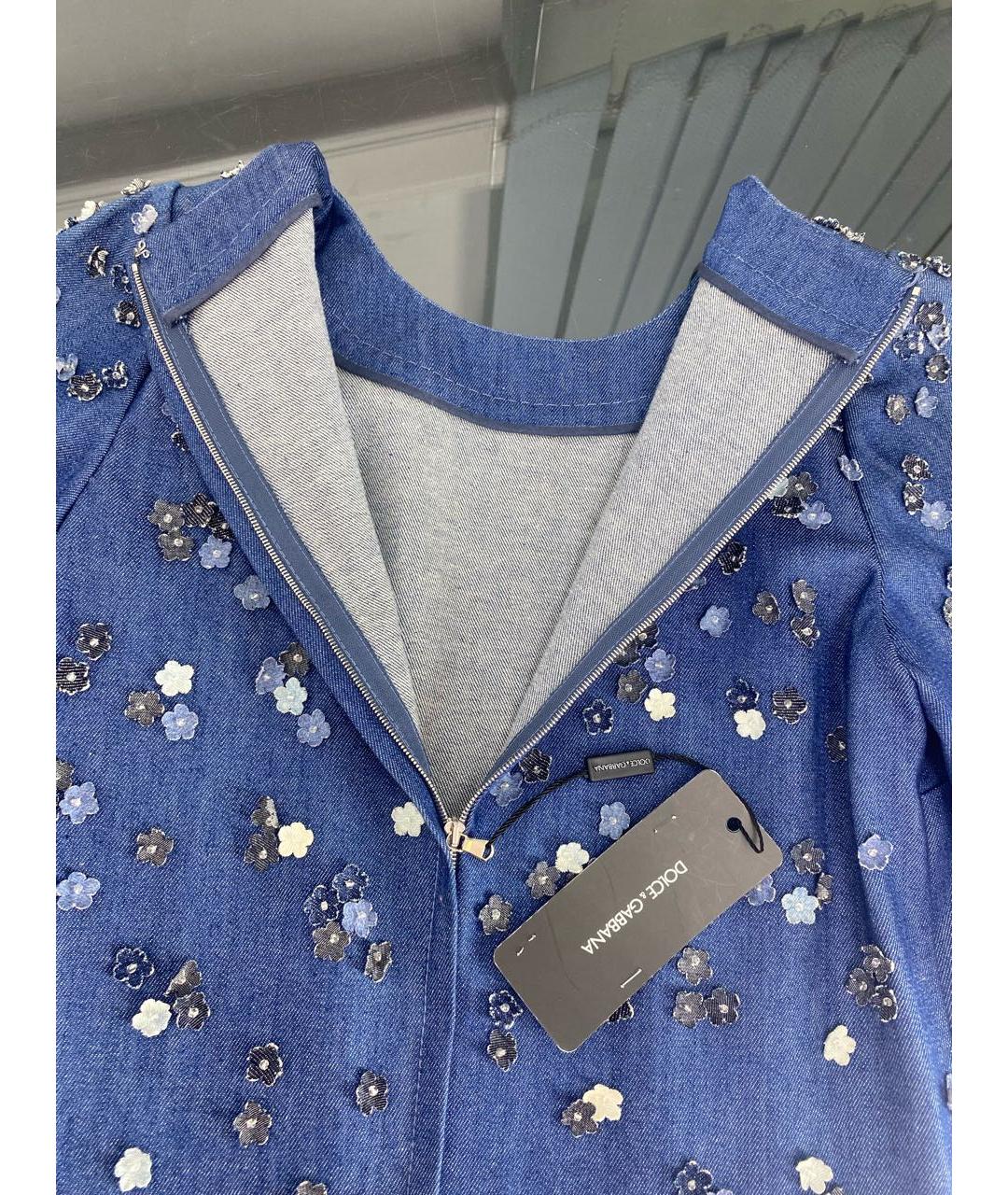 DOLCE&GABBANA Синее хлопко-эластановое повседневное платье, фото 8