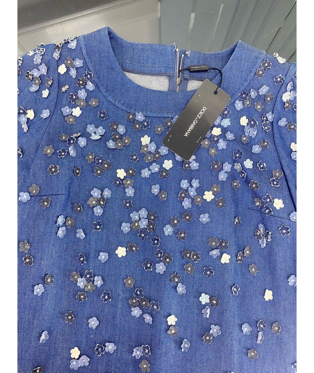 DOLCE&GABBANA Синее хлопко-эластановое повседневное платье, фото 3