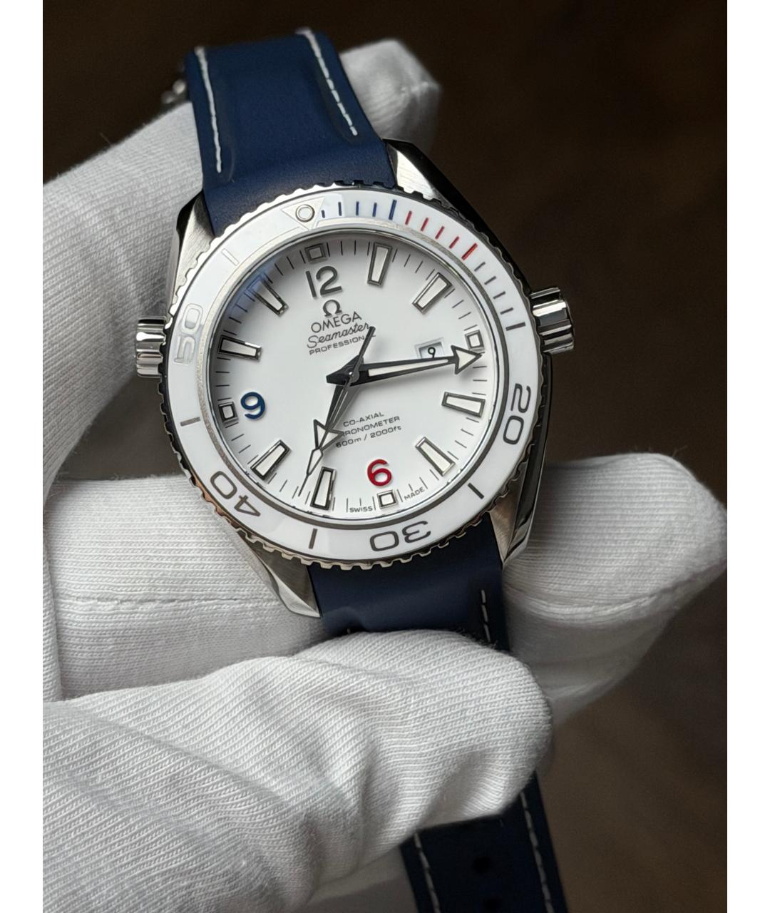 OMEGA Белые часы, фото 2