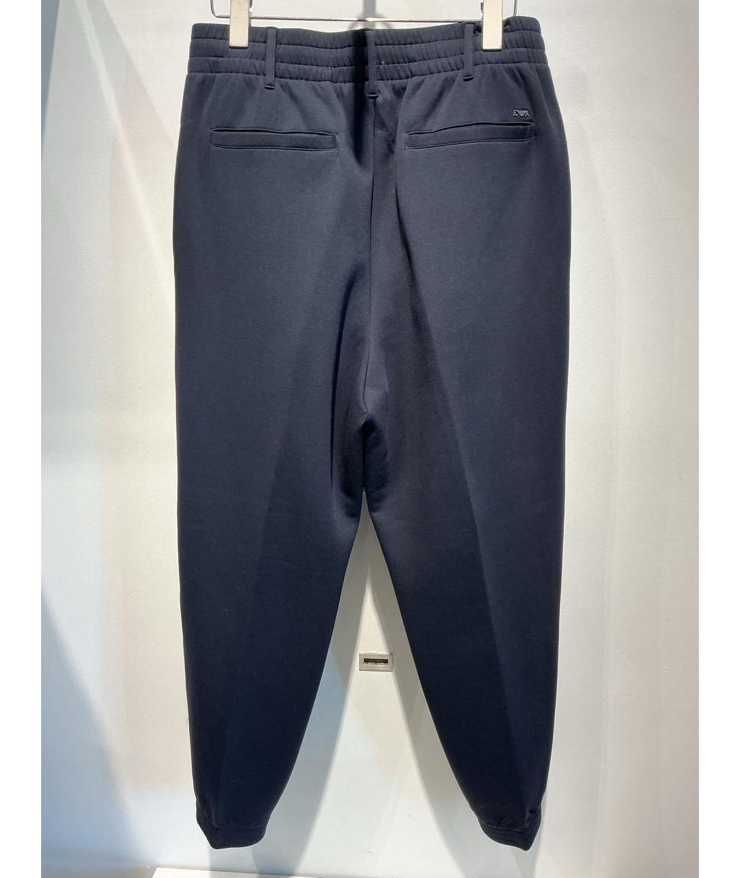 EMPORIO ARMANI Темно-синие хлопковые повседневные брюки, фото 3