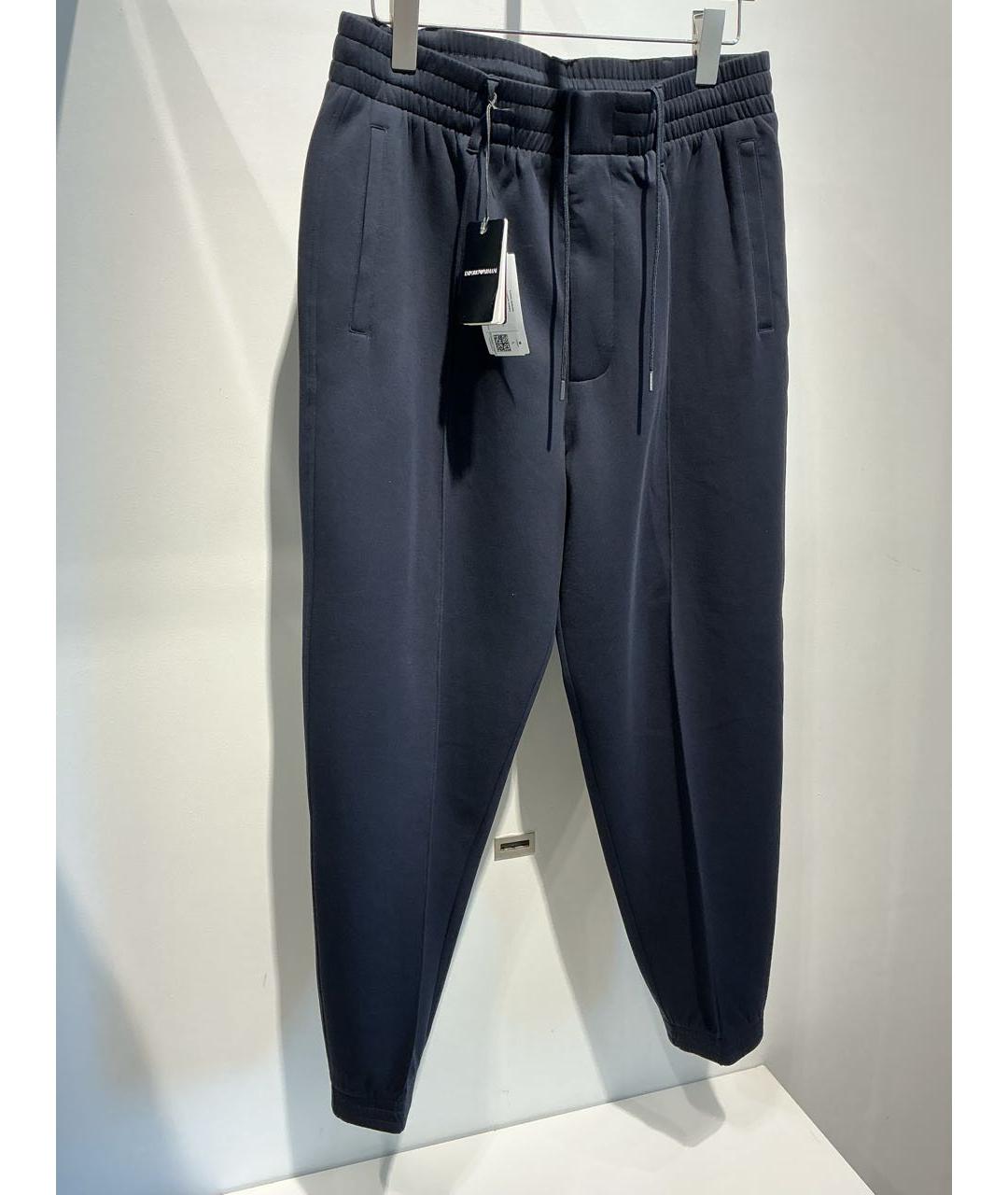 EMPORIO ARMANI Темно-синие хлопковые повседневные брюки, фото 2