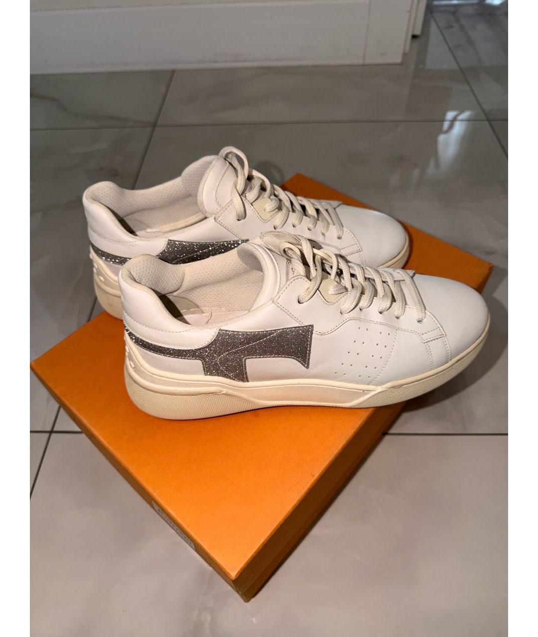 TOD'S Белые кожаные кроссовки, фото 5