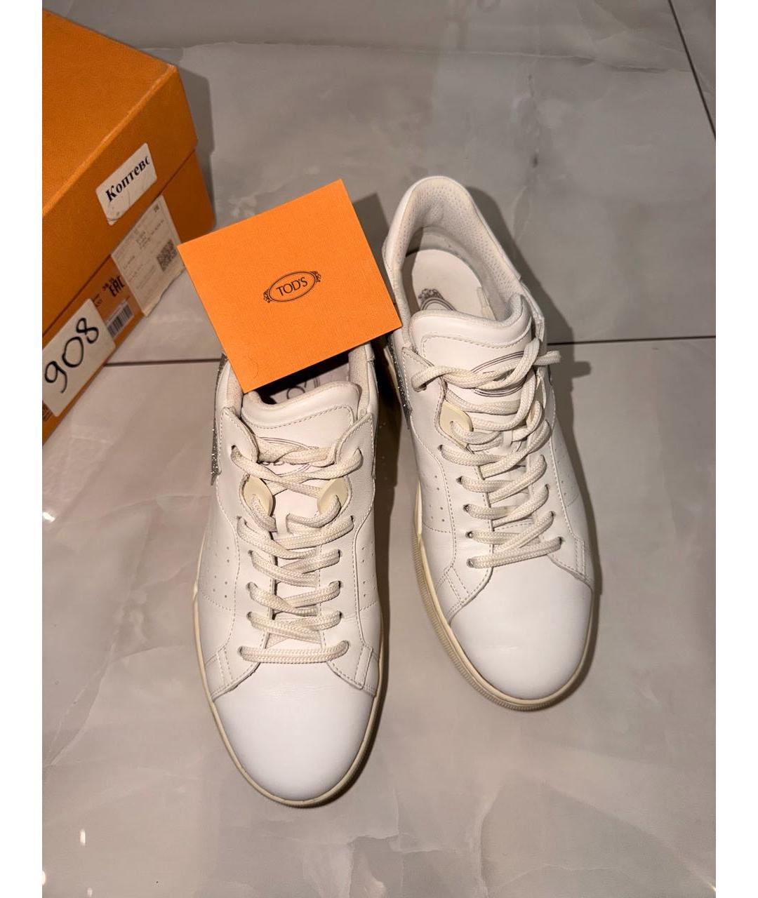TOD'S Белые кожаные кроссовки, фото 2