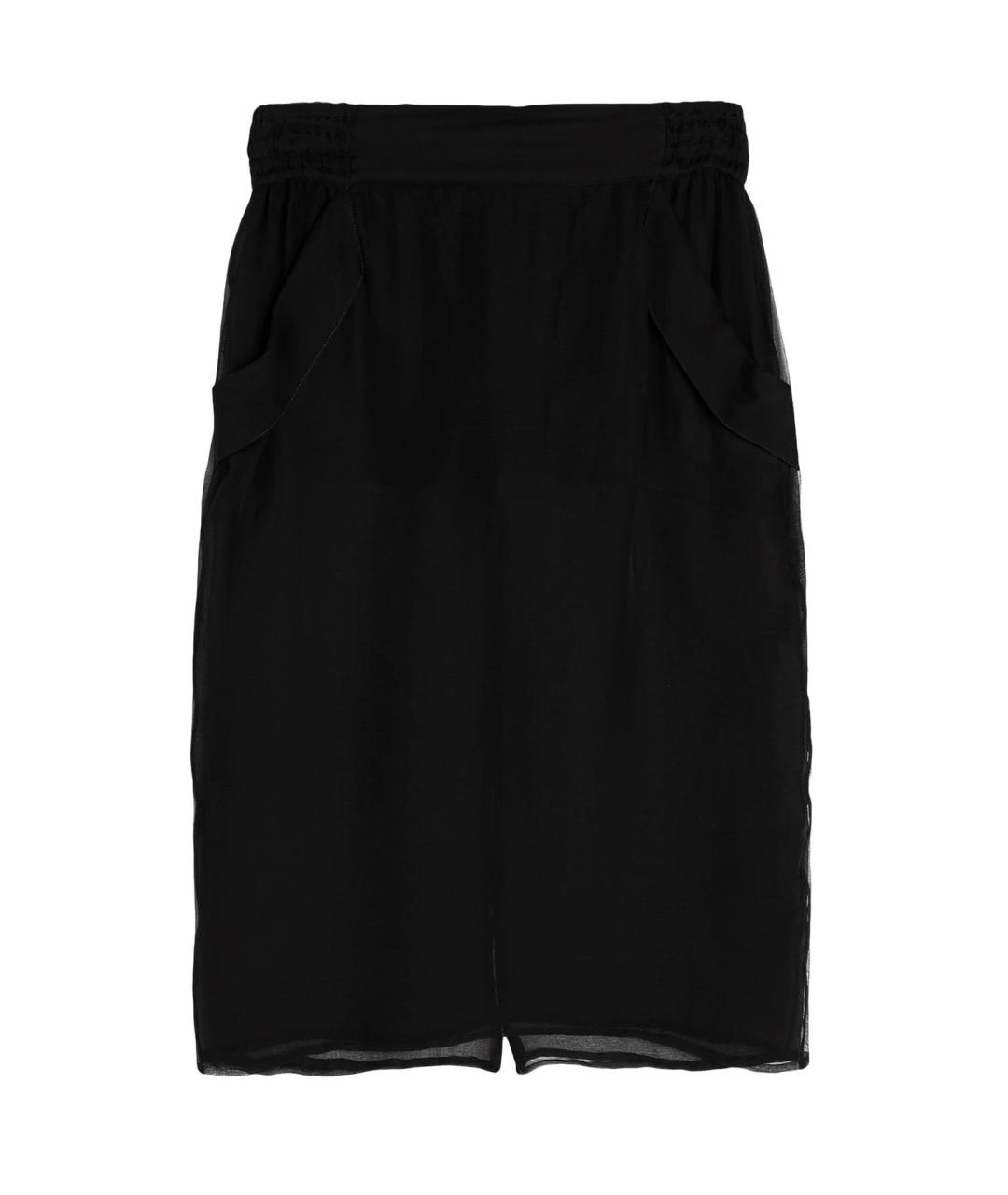 SAINT LAURENT Черная шелковая юбка миди, фото 1