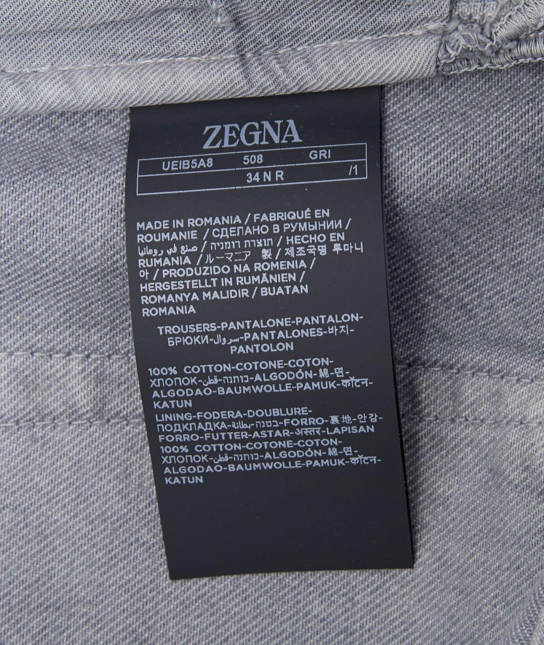 ZEGNA Серые хлопковые прямые джинсы, фото 3