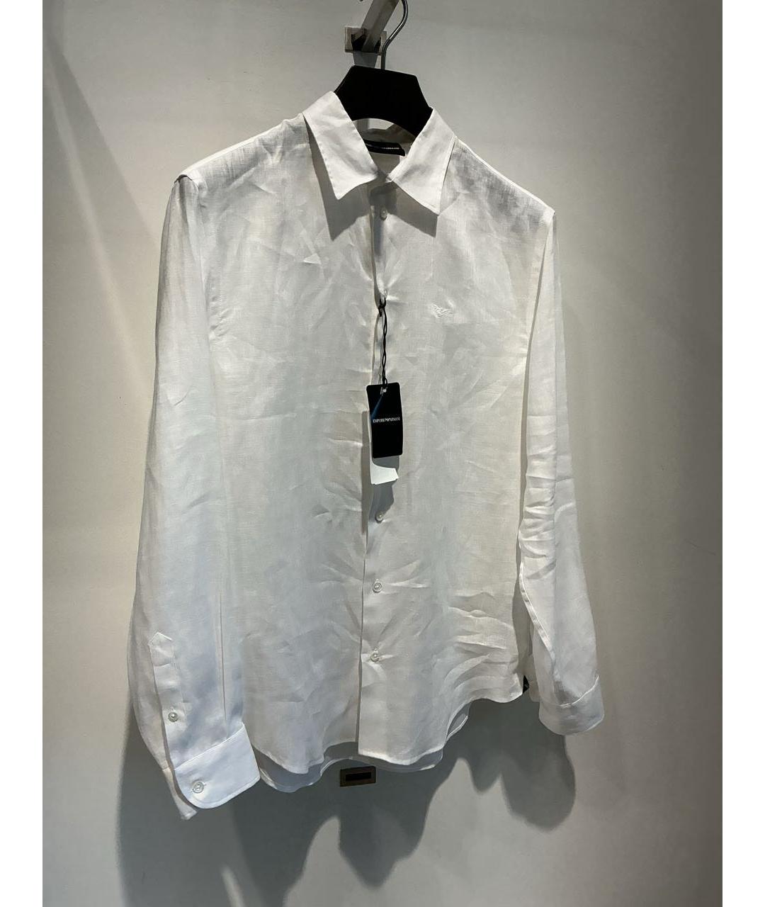 EMPORIO ARMANI Белая льняная кэжуал рубашка, фото 2