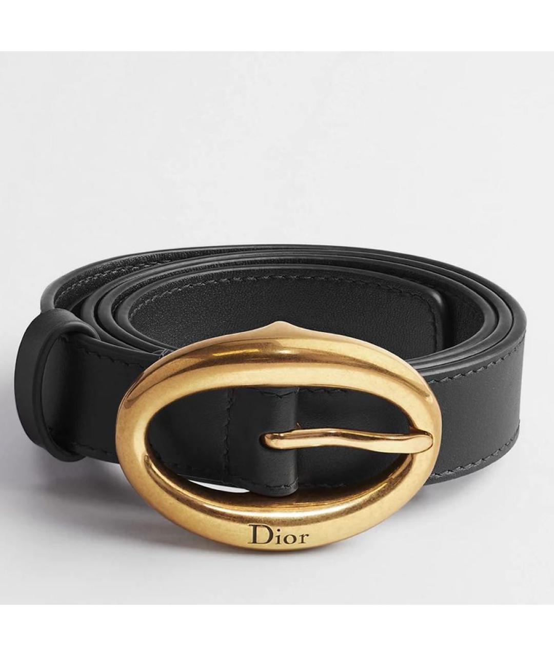 CHRISTIAN DIOR Черный кожаный ремень, фото 3