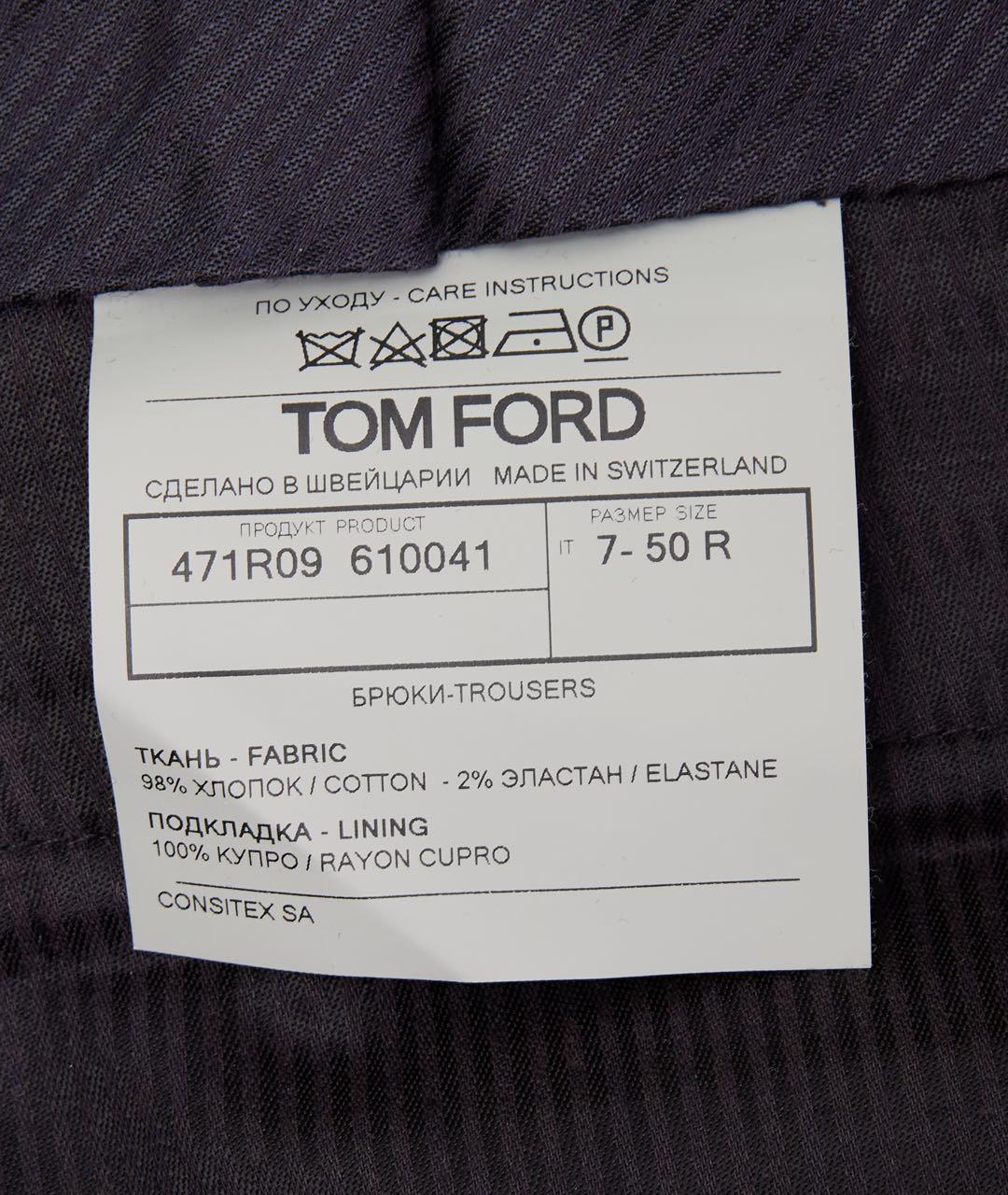 TOM FORD Темно-синие хлопковые повседневные брюки, фото 2