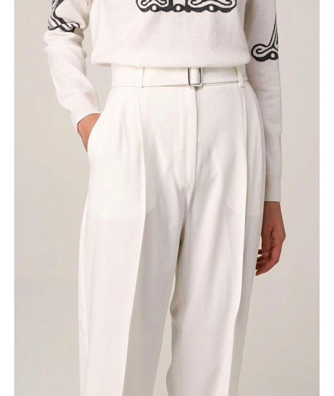 MAX MARA Белые шерстяные прямые брюки, фото 5
