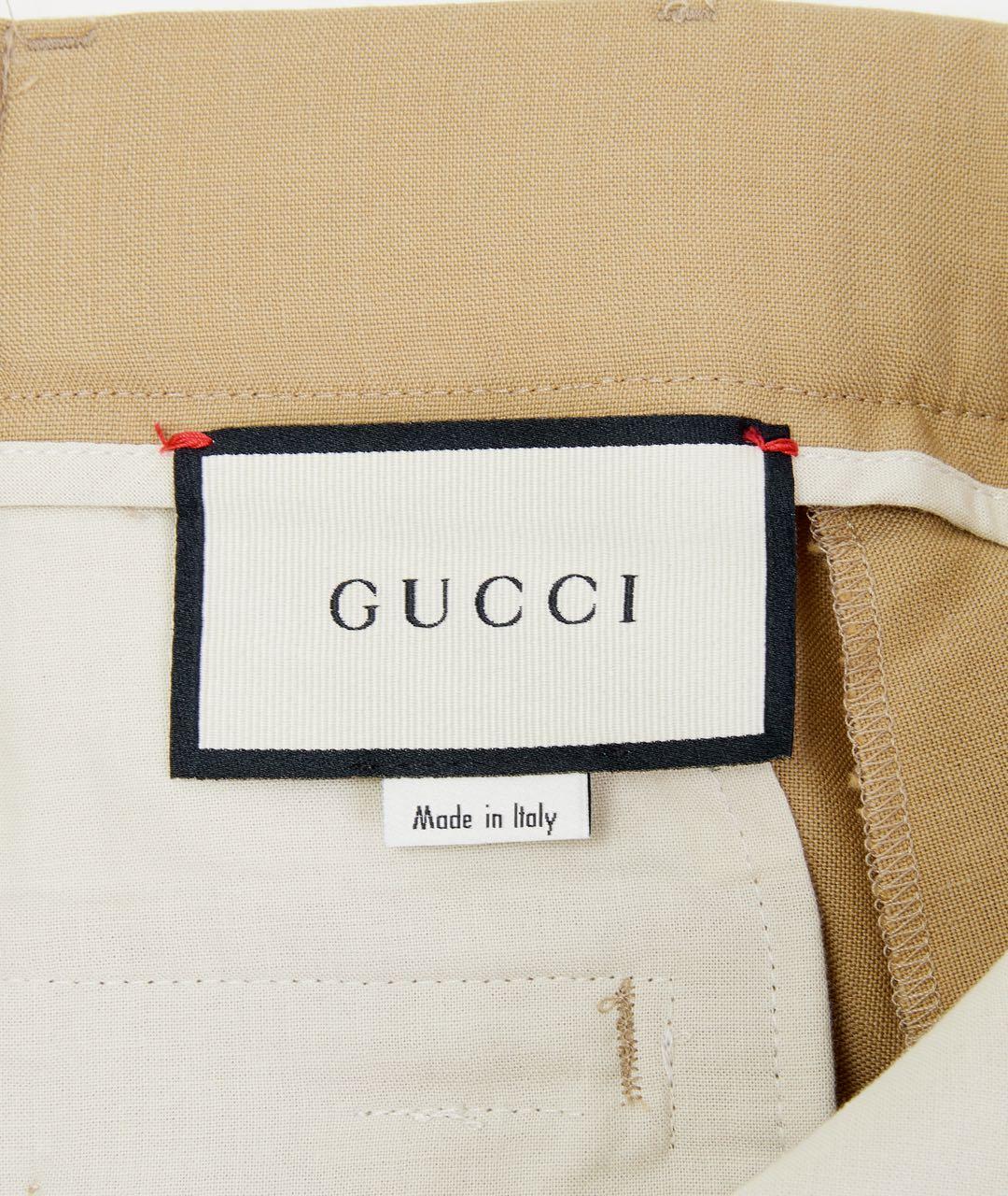 GUCCI Бежевые хлопковые повседневные брюки, фото 2