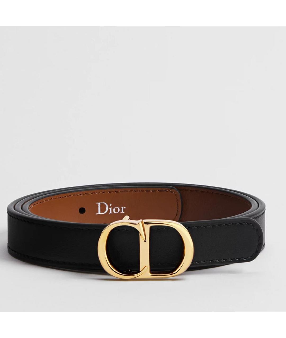 CHRISTIAN DIOR Черный кожаный ремень, фото 5