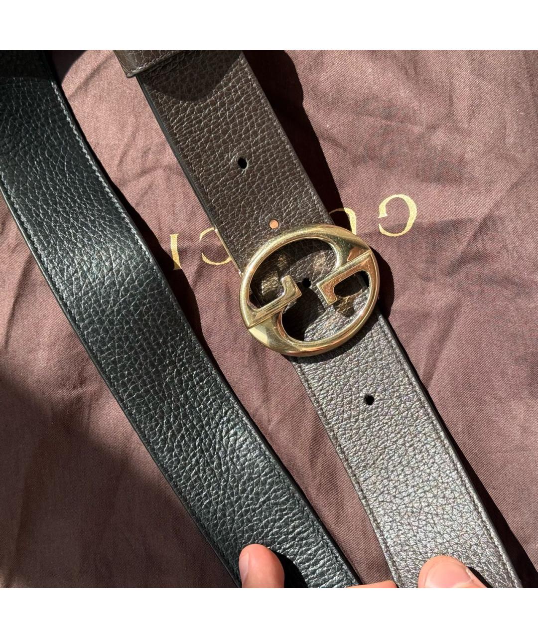 GUCCI Черный кожаный ремень, фото 4