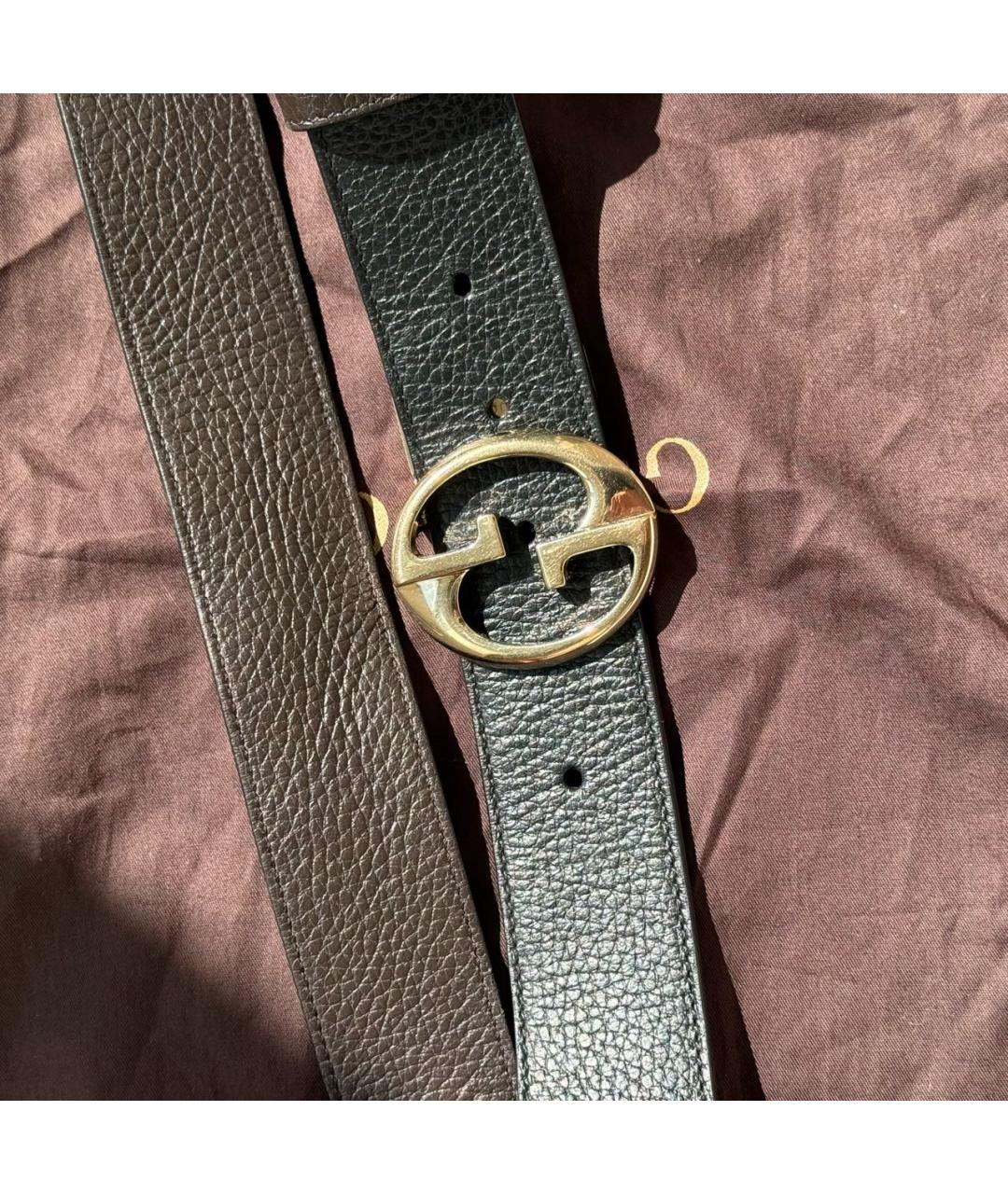 GUCCI Черный кожаный ремень, фото 5