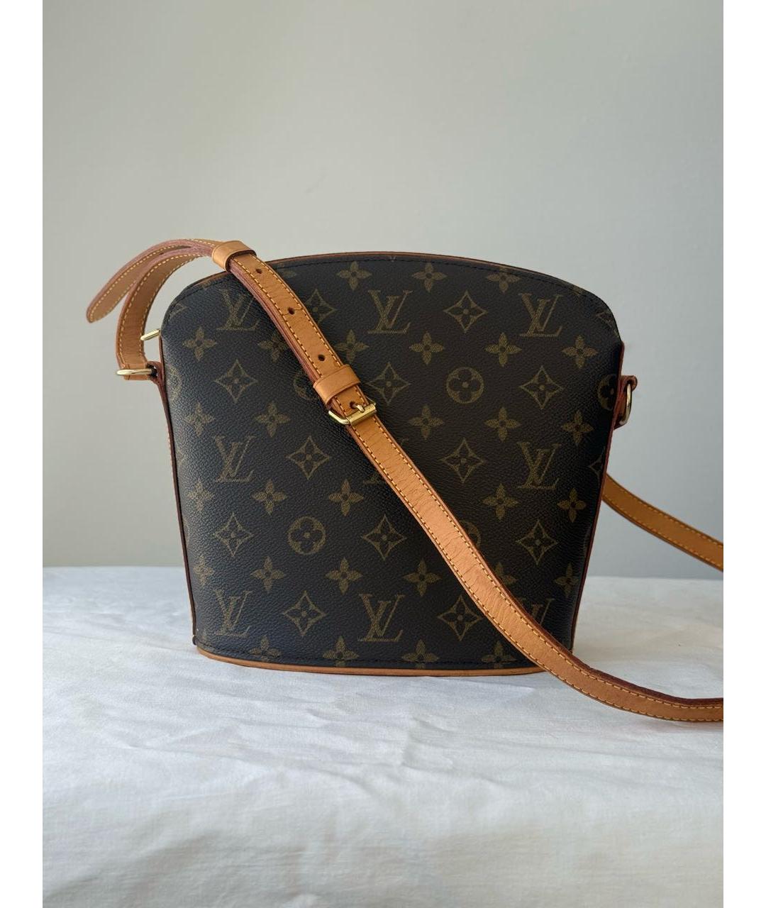 LOUIS VUITTON Коричневая кожаная сумка через плечо, фото 8