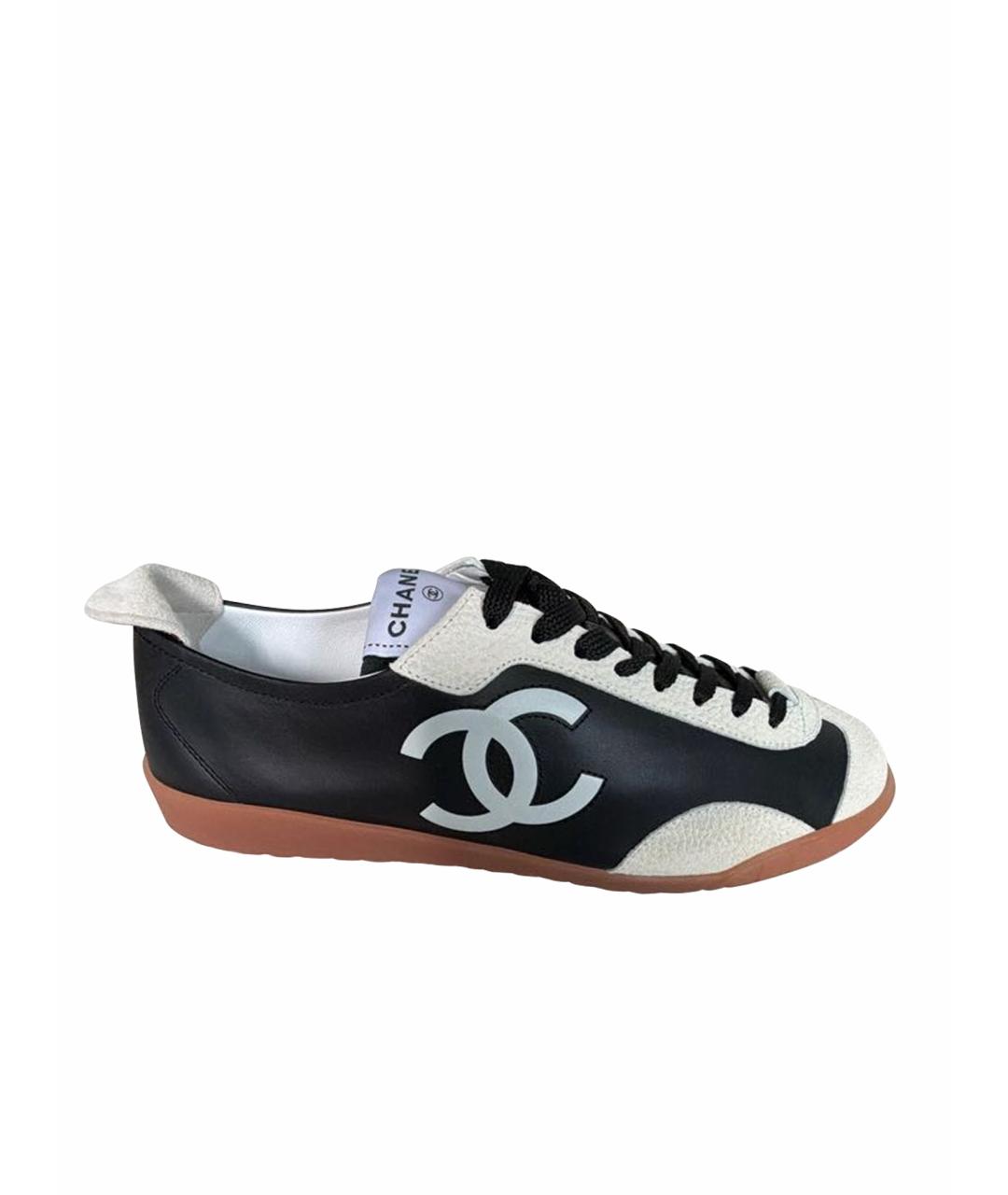 CHANEL Черные кожаные кеды, фото 1