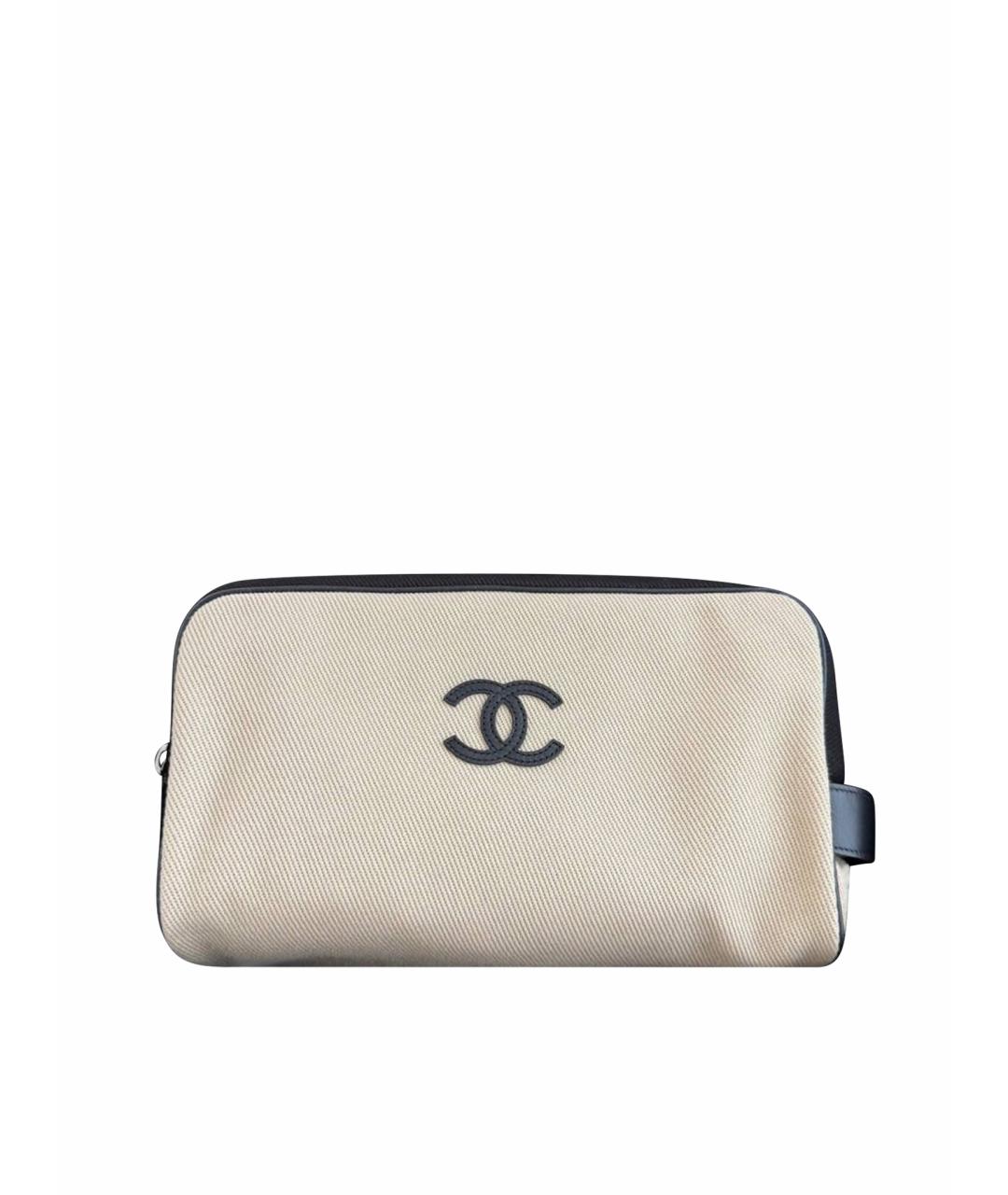 CHANEL Бежевая тканевая косметичка, фото 1
