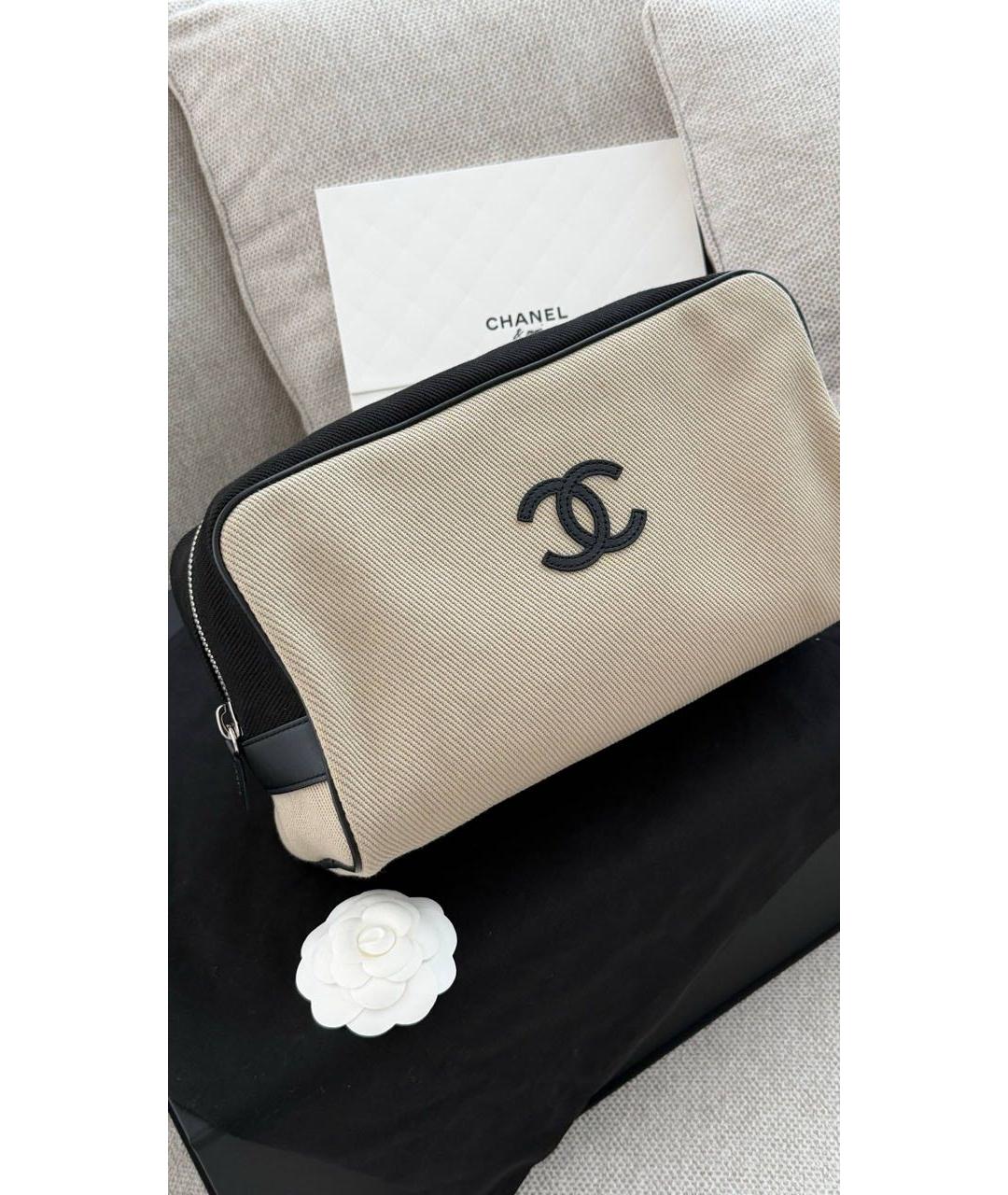 CHANEL Бежевая тканевая косметичка, фото 2