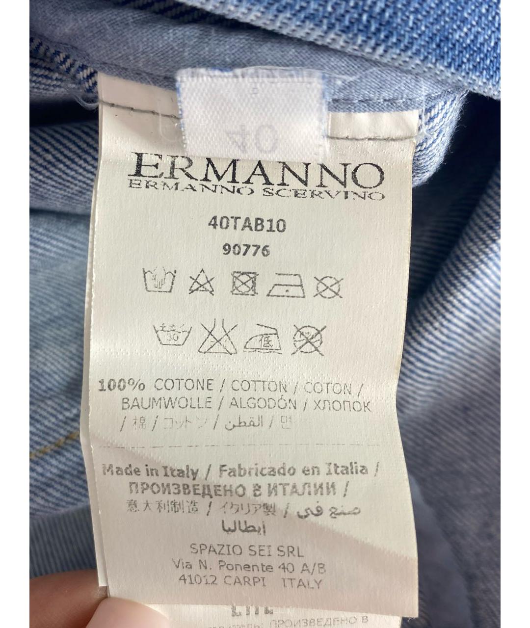 ERMANNO SCERVINO Синее хлопковое повседневное платье, фото 8