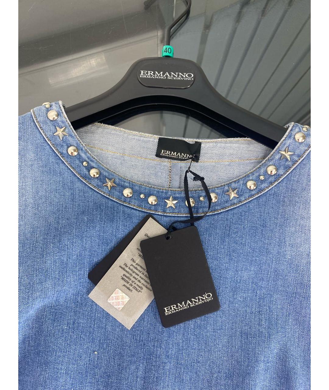 ERMANNO SCERVINO Синее хлопковое повседневное платье, фото 3