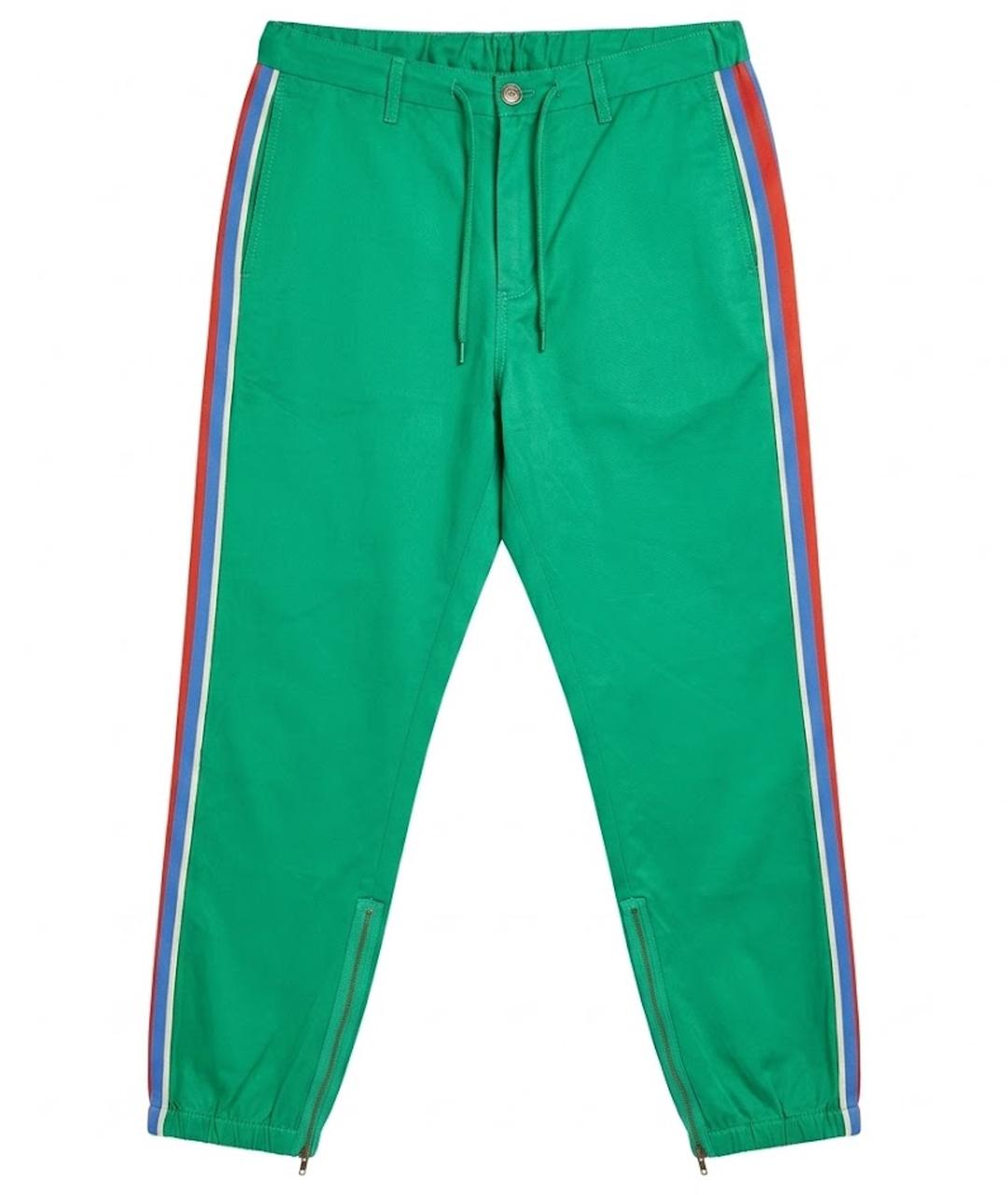 GUCCI Зеленые хлопковые повседневные брюки, фото 1