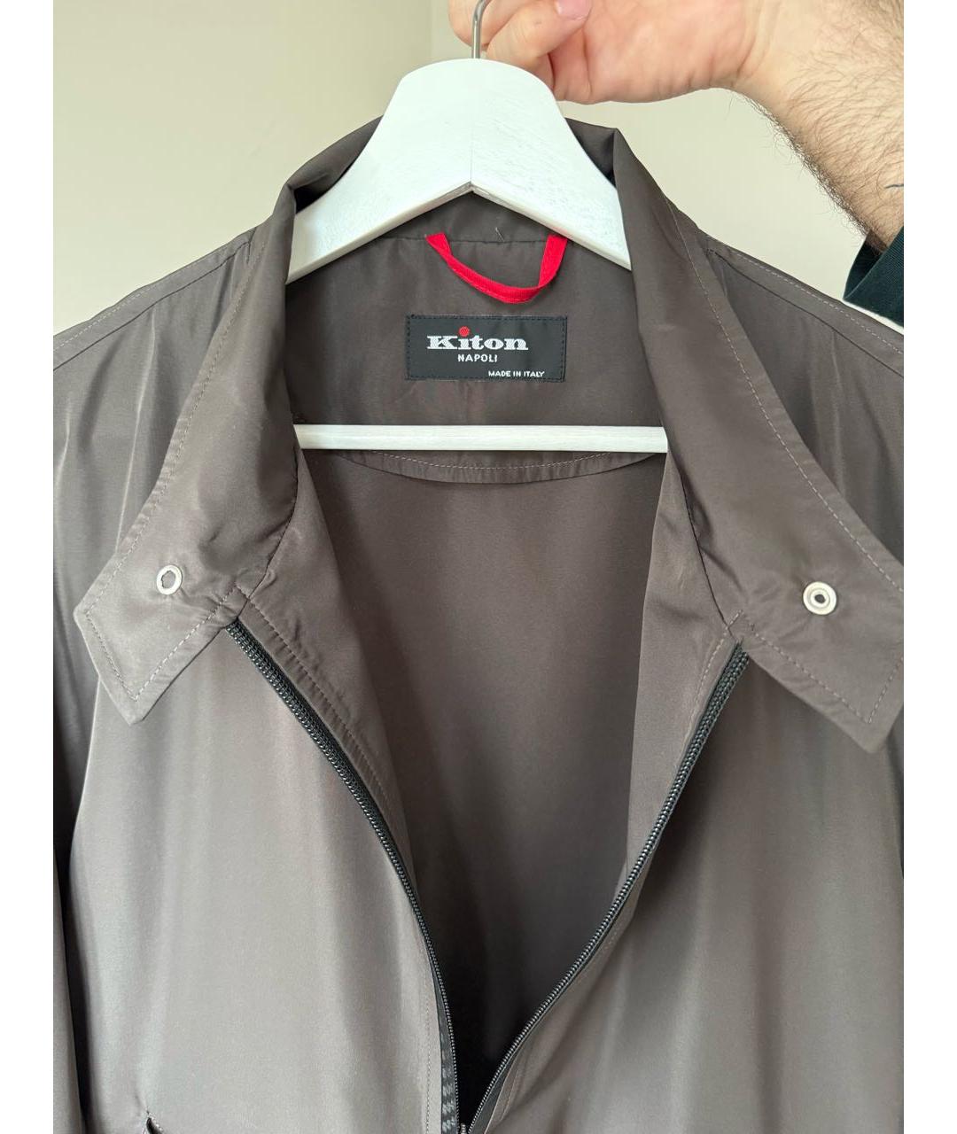 KITON Коричневая полиэстеровая куртка, фото 3
